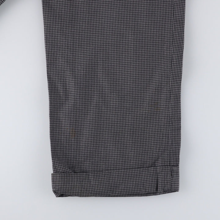 Ralph Lauren POLO by Ralph Lauren Houndstooth Pattern Two-Pleated Cotton Slacks, Men's Size W32 cotton gray type Vintage Second Hand