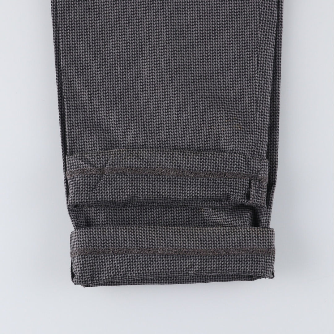 Ralph Lauren POLO by Ralph Lauren Houndstooth Pattern Two-Pleated Cotton Slacks, Men's Size W32 cotton gray type Vintage Second Hand