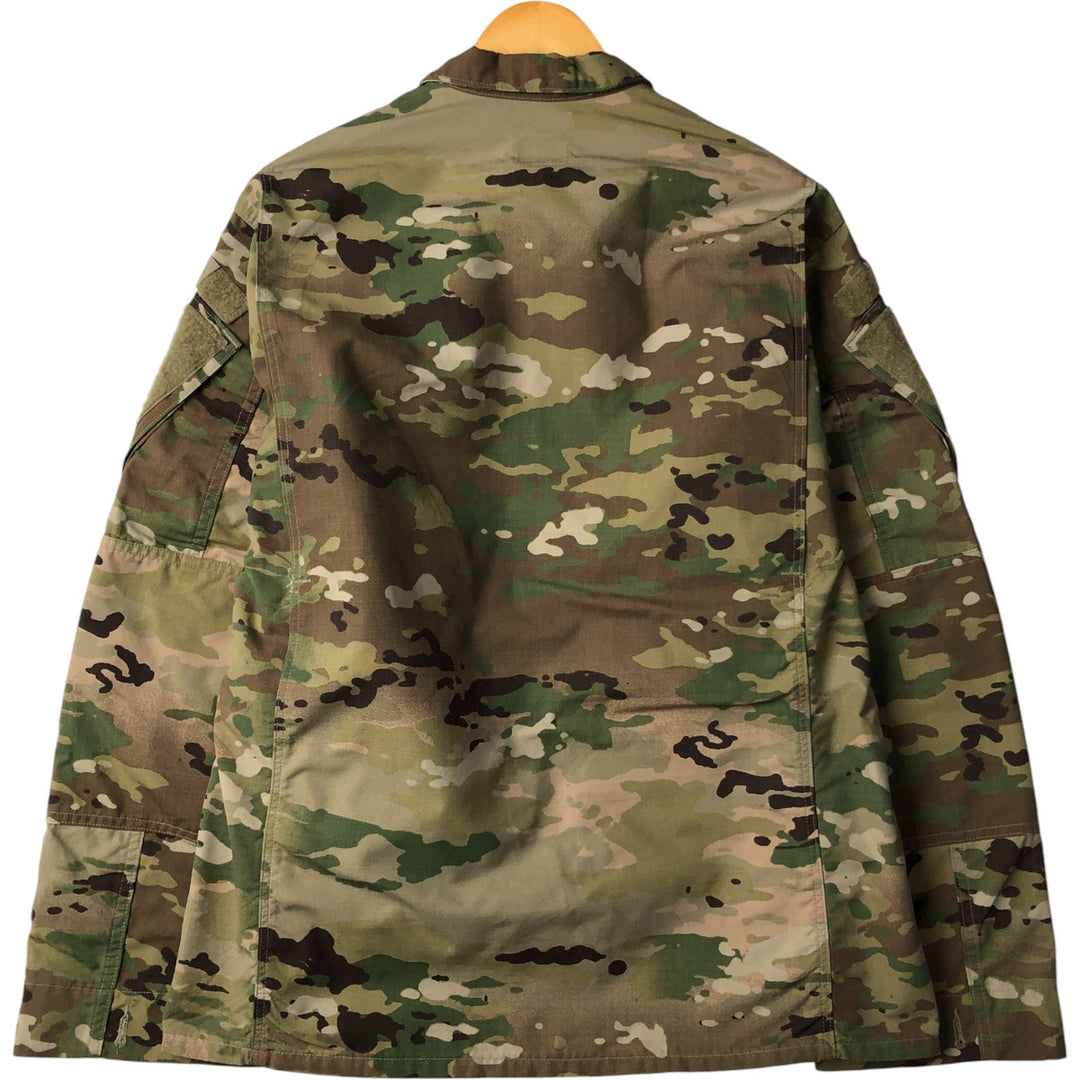 Authentic US military camouflage pattern Multicam camo open collar ripstop military combat jacket, made in USA, size MEDIUM-REGULAR Nylon Khaki type Vintage Second Hand