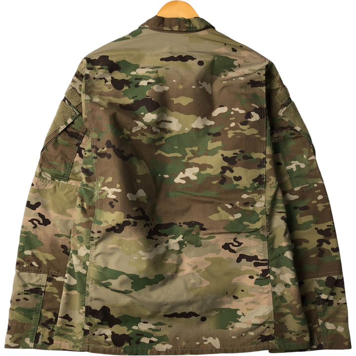 Authentic US military camouflage pattern Multicam camo open collar ripstop military combat jacket, made in USA, size MEDIUM-REGULAR Nylon Khaki type Vintage Second Hand