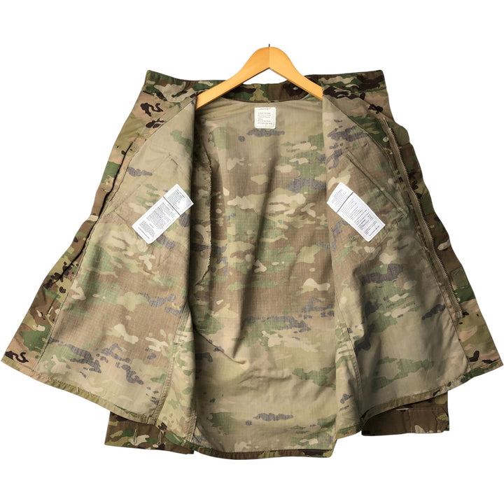 Authentic US military camouflage pattern Multicam camo open collar ripstop military combat jacket, made in USA, size MEDIUM-REGULAR Nylon Khaki type Vintage Second Hand