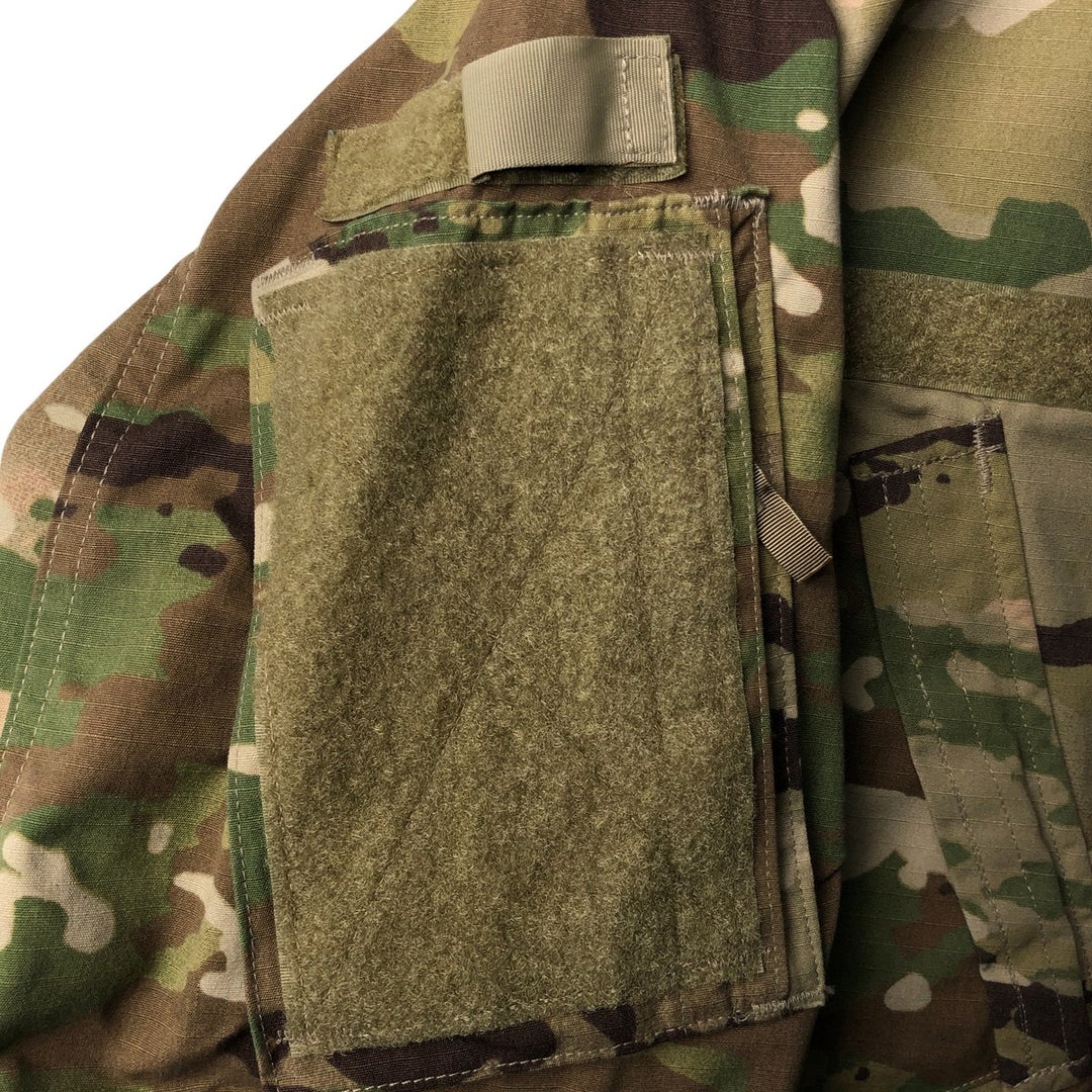 Authentic US military camouflage pattern Multicam camo open collar ripstop military combat jacket, made in USA, size MEDIUM-REGULAR Nylon Khaki type Vintage Second Hand