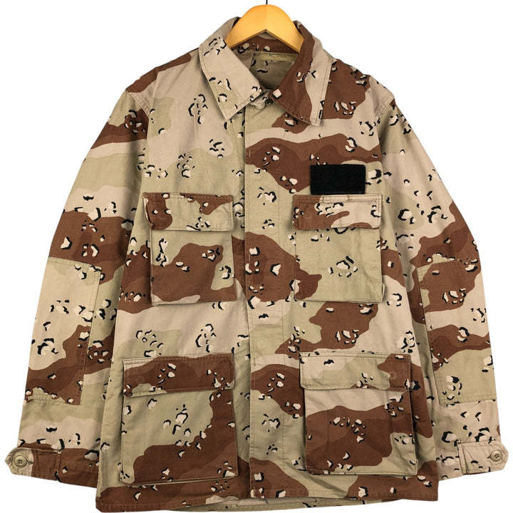 80'S US Military Camouflage Pattern 6C Desert Chocolate Chip Camo BDU Military Jacket Made in USA MEDIUM-REGULAR Men's M Nylon Beige type Vintage Second Hand