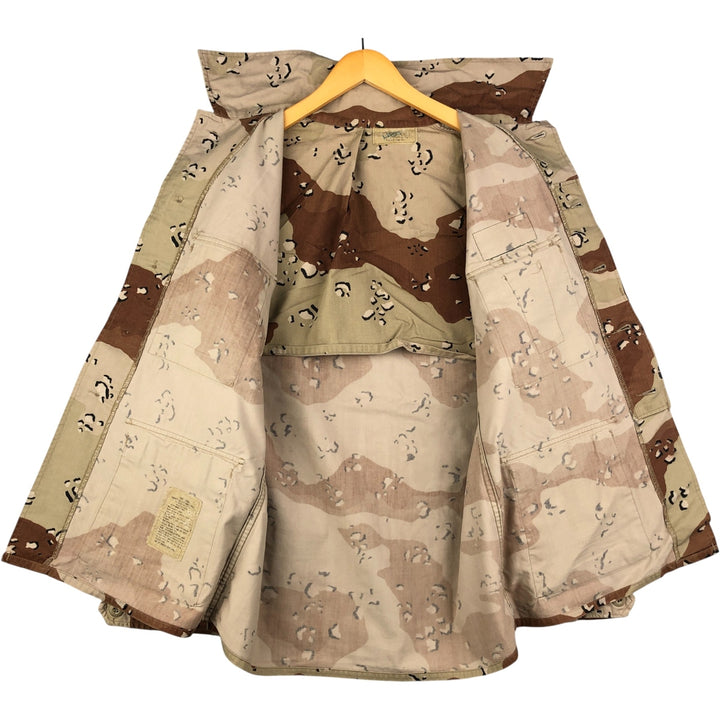 80'S US Military Camouflage Pattern 6C Desert Chocolate Chip Camo BDU Military Jacket Made in USA MEDIUM-REGULAR Men's M Nylon Beige type Vintage Second Hand
