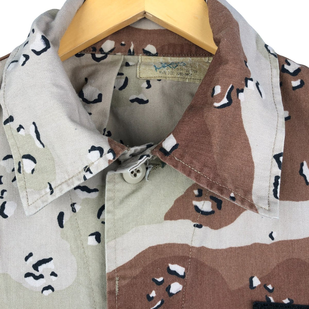 80'S US Military Camouflage Pattern 6C Desert Chocolate Chip Camo BDU Military Jacket Made in USA MEDIUM-REGULAR Men's M Nylon Beige type Vintage Second Hand