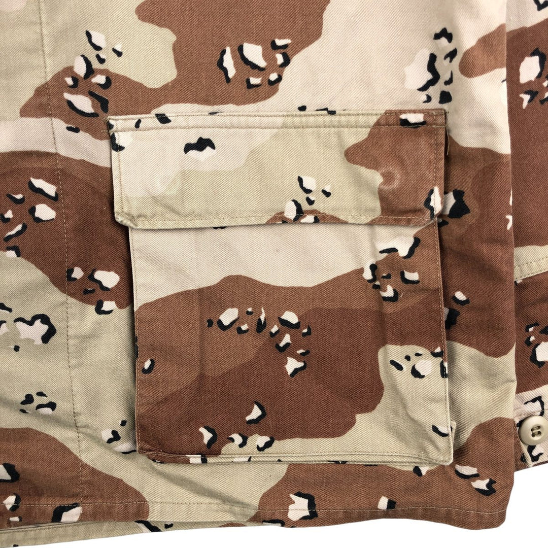 80'S US Military Camouflage Pattern 6C Desert Chocolate Chip Camo BDU Military Jacket Made in USA MEDIUM-REGULAR Men's M Nylon Beige type Vintage Second Hand