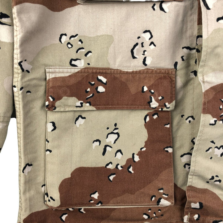 80'S US Military Camouflage Pattern 6C Desert Chocolate Chip Camo BDU Military Jacket Made in USA MEDIUM-REGULAR Men's M Nylon Beige type Vintage Second Hand