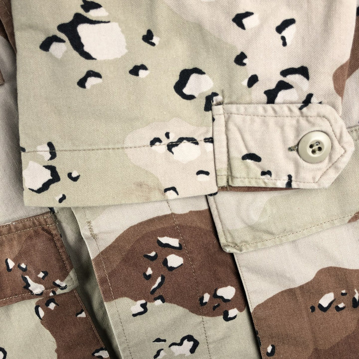 80'S US Military Camouflage Pattern 6C Desert Chocolate Chip Camo BDU Military Jacket Made in USA MEDIUM-REGULAR Men's M Nylon Beige type Vintage Second Hand