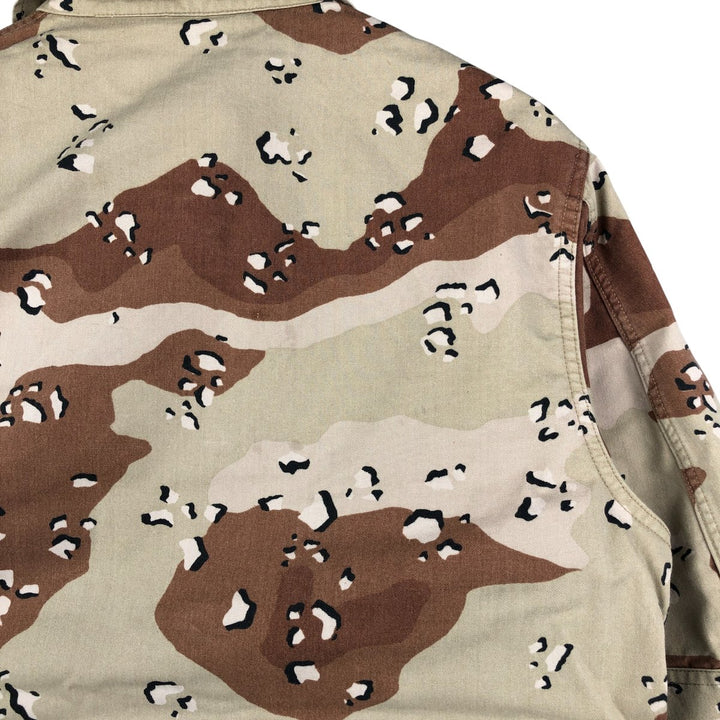 80'S US Military Camouflage Pattern 6C Desert Chocolate Chip Camo BDU Military Jacket Made in USA MEDIUM-REGULAR Men's M Nylon Beige type Vintage Second Hand