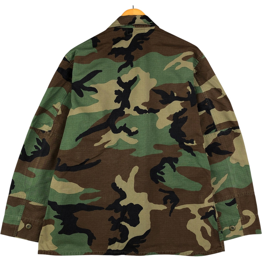 2000'S US Military Camouflage Pattern Woodland Camo BDU Ripstop Military Jacket, Made in USA, Medium-Short, Men's Size M cotton Khaki type Vintage Second Hand