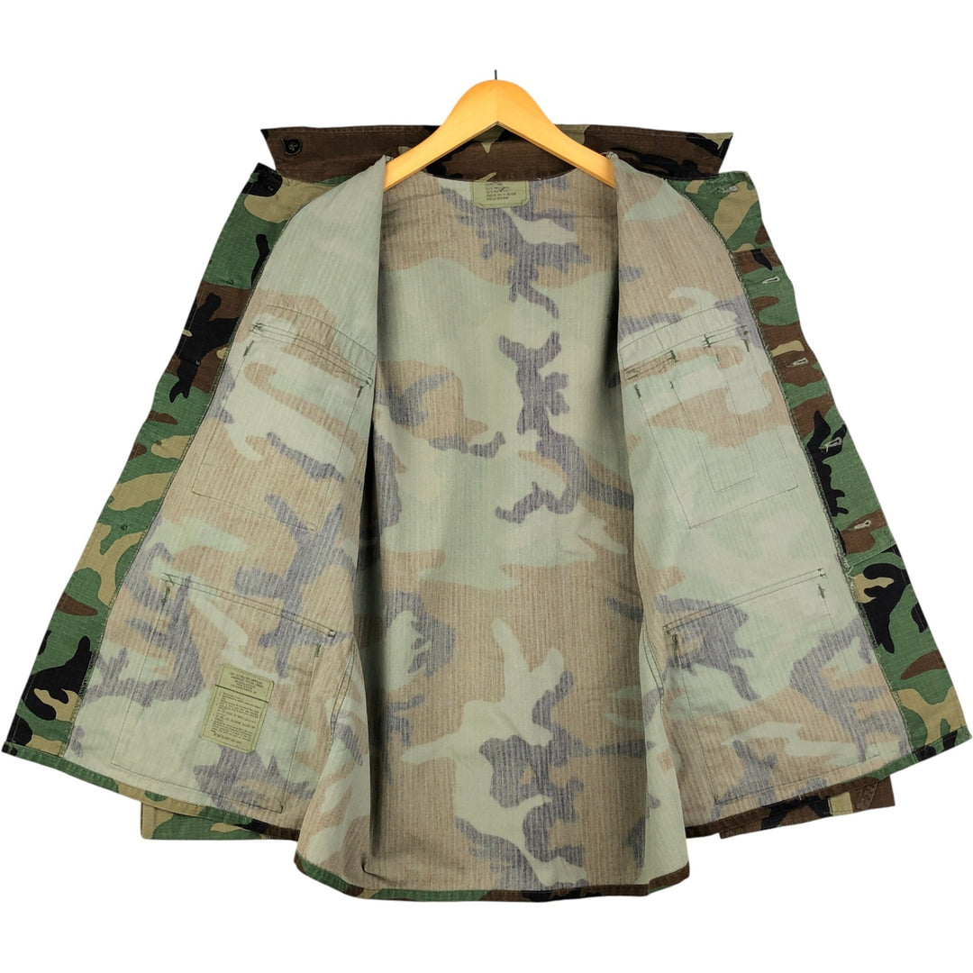 2000'S US Military Camouflage Pattern Woodland Camo BDU Ripstop Military Jacket, Made in USA, Medium-Short, Men's Size M cotton Khaki type Vintage Second Hand