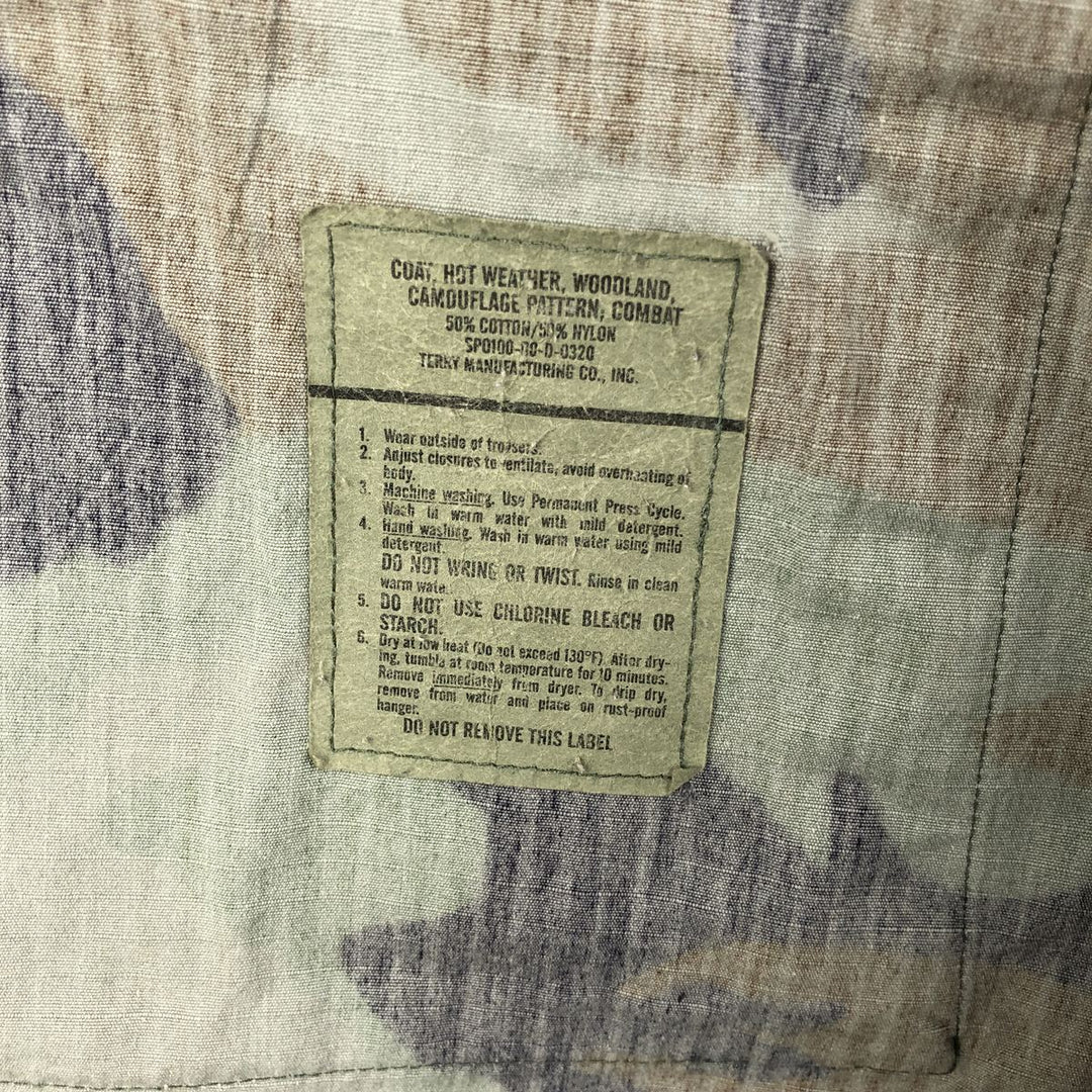 2000'S US Military Camouflage Pattern Woodland Camo BDU Ripstop Military Jacket, Made in USA, Medium-Short, Men's Size M cotton Khaki type Vintage Second Hand