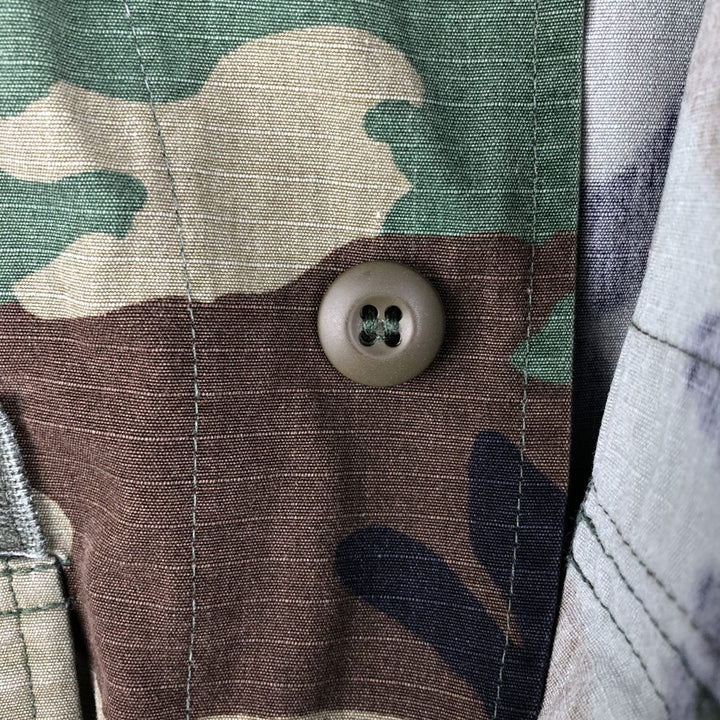 2000'S US Military Camouflage Pattern Woodland Camo BDU Ripstop Military Jacket, Made in USA, Medium-Short, Men's Size M cotton Khaki type Vintage Second Hand