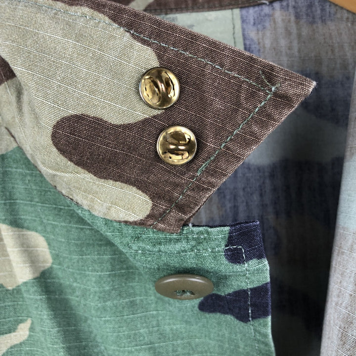 2000'S US Military Camouflage Pattern Woodland Camo BDU Ripstop Military Jacket, Made in USA, Medium-Short, Men's Size M cotton Khaki type Vintage Second Hand