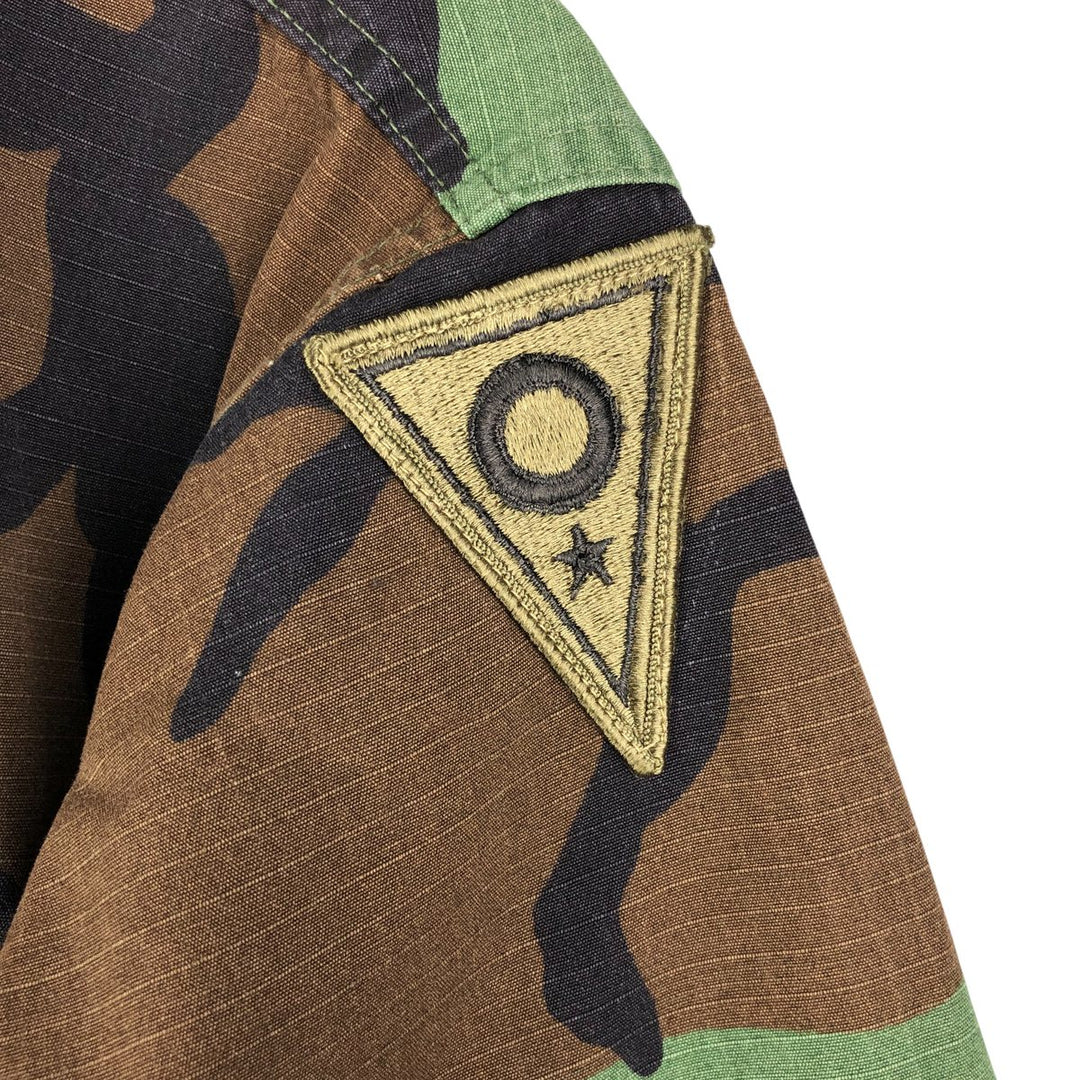 2000'S US Military Camouflage Pattern Woodland Camo BDU Ripstop Military Jacket, Made in USA, Medium-Short, Men's Size M cotton Khaki type Vintage Second Hand