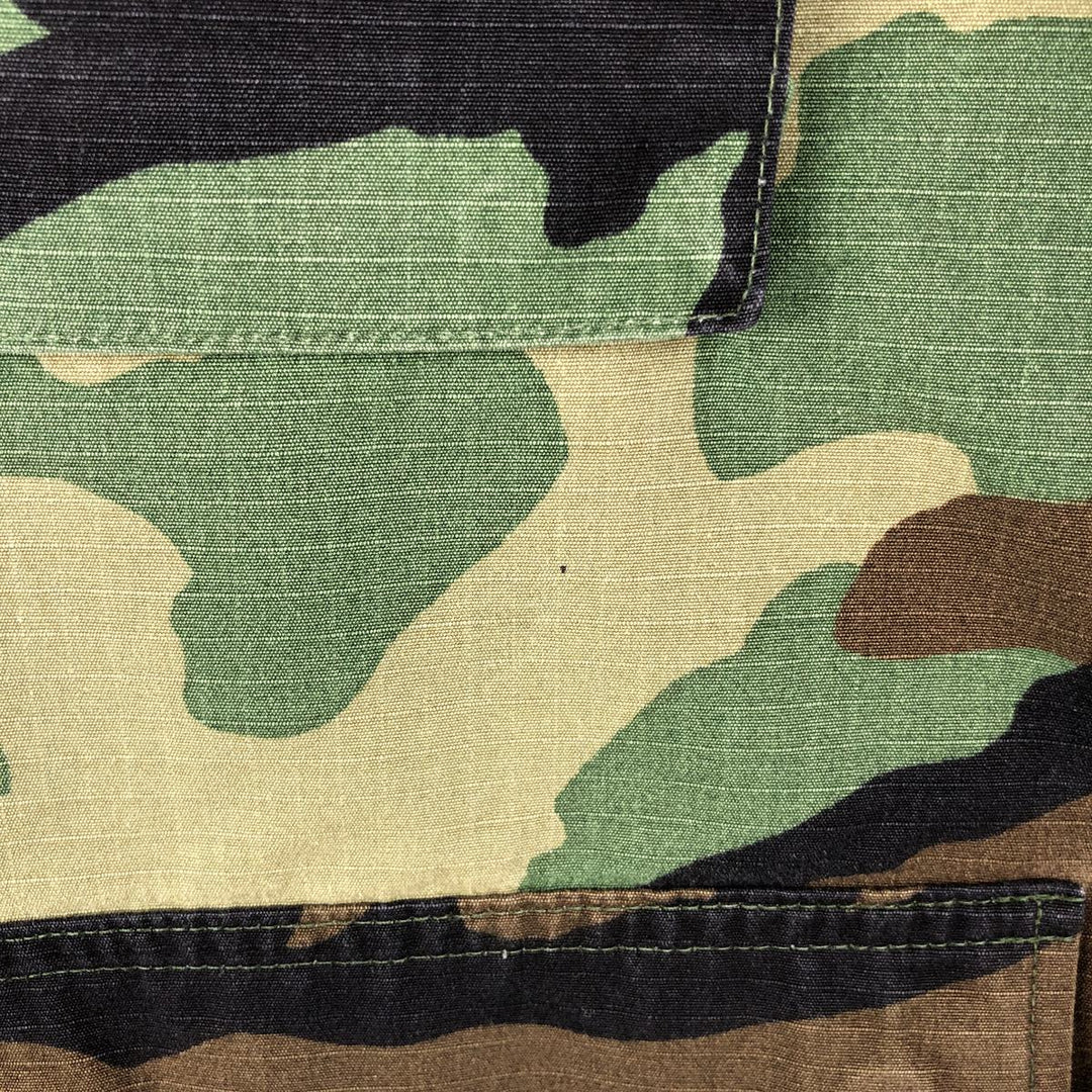 2000'S US Military Camouflage Pattern Woodland Camo BDU Ripstop Military Jacket, Made in USA, Medium-Short, Men's Size M cotton Khaki type Vintage Second Hand