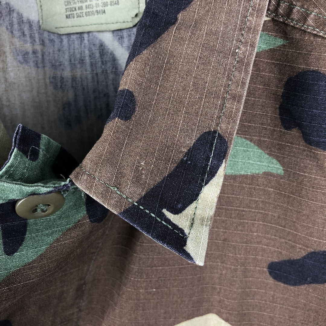 2000'S US Military Camouflage Pattern Woodland Camo BDU Ripstop Military Jacket, Made in USA, Medium-Short, Men's Size M cotton Khaki type Vintage Second Hand
