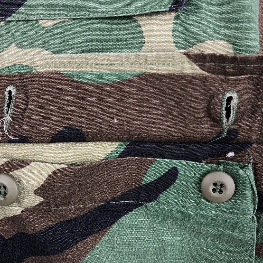 2000'S US Military Camouflage Pattern Woodland Camo BDU Ripstop Military Jacket, Made in USA, Medium-Short, Men's Size M cotton Khaki type Vintage Second Hand