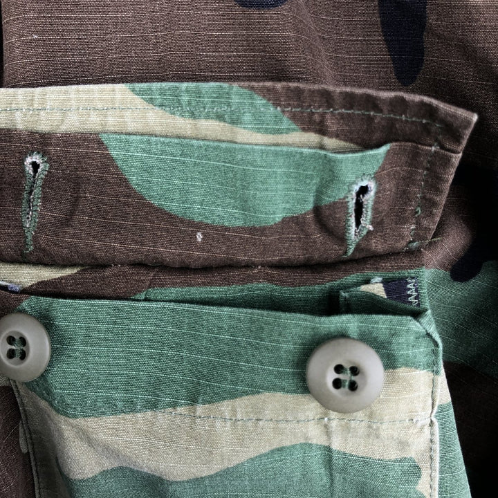 2000'S US Military Camouflage Pattern Woodland Camo BDU Ripstop Military Jacket, Made in USA, Medium-Short, Men's Size M cotton Khaki type Vintage Second Hand