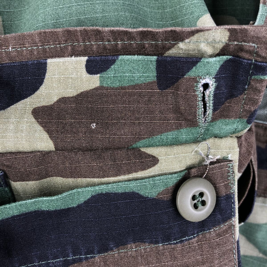 2000'S US Military Camouflage Pattern Woodland Camo BDU Ripstop Military Jacket, Made in USA, Medium-Short, Men's Size M cotton Khaki type Vintage Second Hand