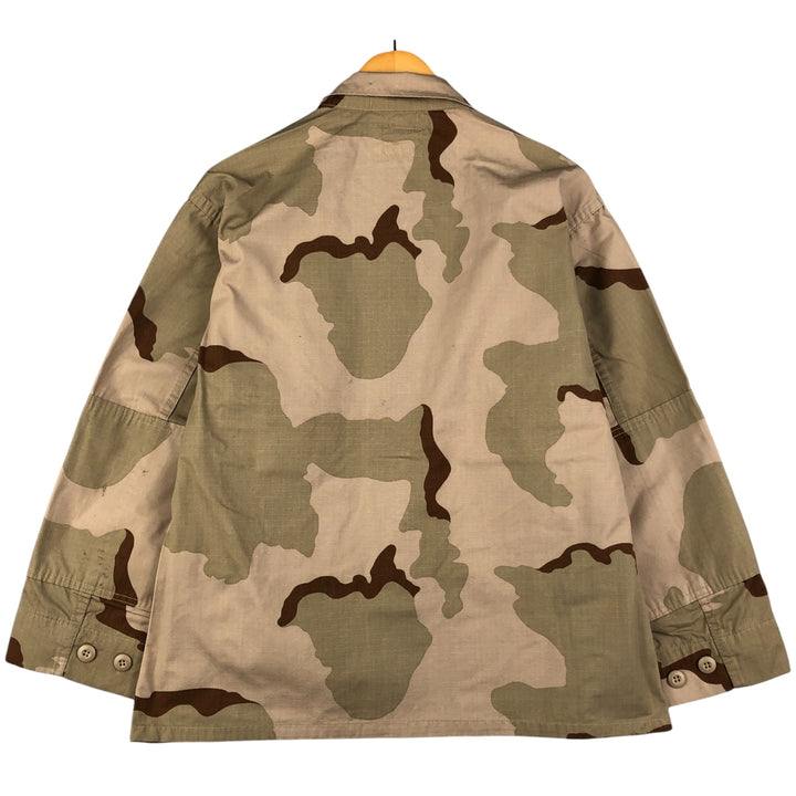 Civilian Camouflage Pattern 3C Desert Camo Stenciled Ripstop BDU Military Jacket, Made in USA, Men's Size Medium Nylon Beige type Vintage Second Hand