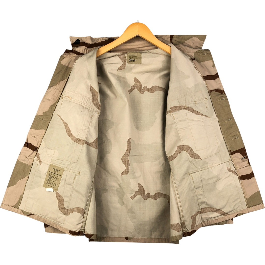 Civilian Camouflage Pattern 3C Desert Camo Stenciled Ripstop BDU Military Jacket, Made in USA, Men's Size Medium Nylon Beige type Vintage Second Hand