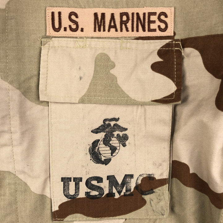 Civilian Camouflage Pattern 3C Desert Camo Stenciled Ripstop BDU Military Jacket, Made in USA, Men's Size Medium Nylon Beige type Vintage Second Hand