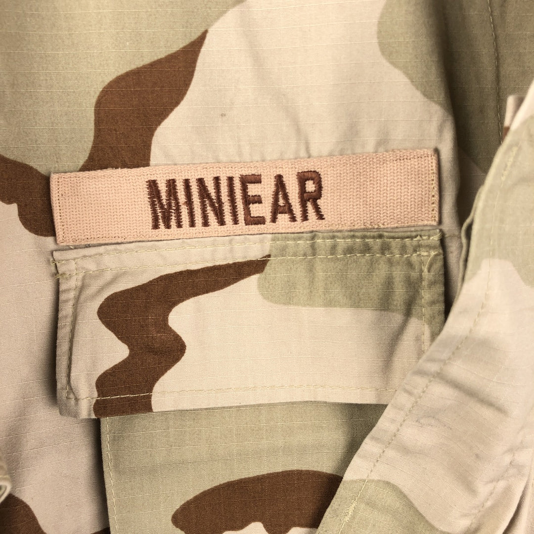 Civilian Camouflage Pattern 3C Desert Camo Stenciled Ripstop BDU Military Jacket, Made in USA, Men's Size Medium Nylon Beige type Vintage Second Hand
