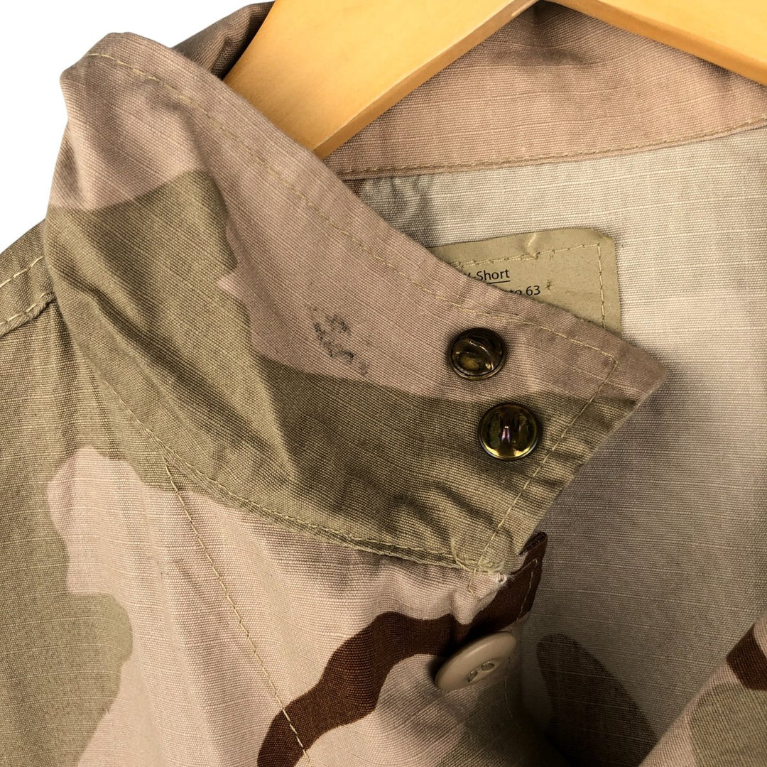 Civilian Camouflage Pattern 3C Desert Camo Stenciled Ripstop BDU Military Jacket, Made in USA, Men's Size Medium Nylon Beige type Vintage Second Hand