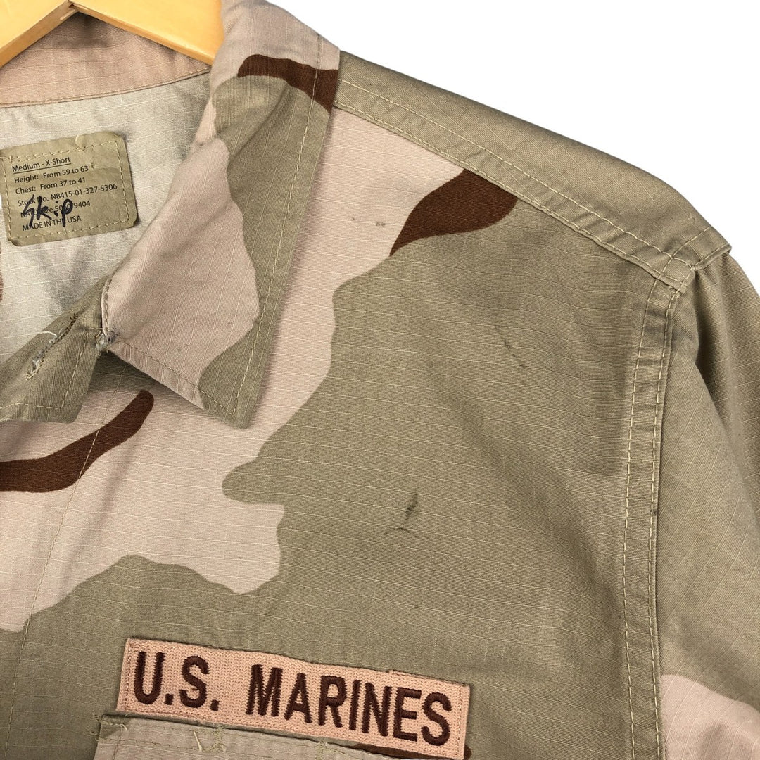 Civilian Camouflage Pattern 3C Desert Camo Stenciled Ripstop BDU Military Jacket, Made in USA, Men's Size Medium Nylon Beige type Vintage Second Hand