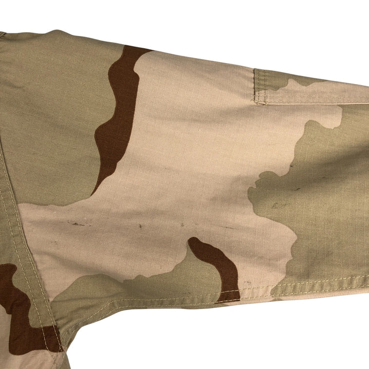 Civilian Camouflage Pattern 3C Desert Camo Stenciled Ripstop BDU Military Jacket, Made in USA, Men's Size Medium Nylon Beige type Vintage Second Hand
