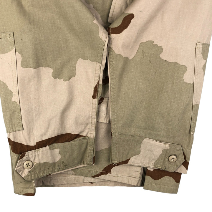 Civilian Camouflage Pattern 3C Desert Camo Stenciled Ripstop BDU Military Jacket, Made in USA, Men's Size Medium Nylon Beige type Vintage Second Hand
