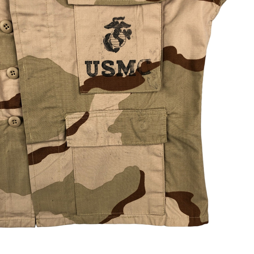 Civilian Camouflage Pattern 3C Desert Camo Stenciled Ripstop BDU Military Jacket, Made in USA, Men's Size Medium Nylon Beige type Vintage Second Hand