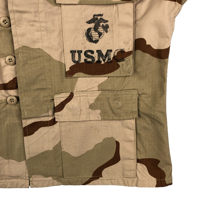 Civilian Camouflage Pattern 3C Desert Camo Stenciled Ripstop BDU Military Jacket, Made in USA, Men's Size Medium Nylon Beige type Vintage Second Hand