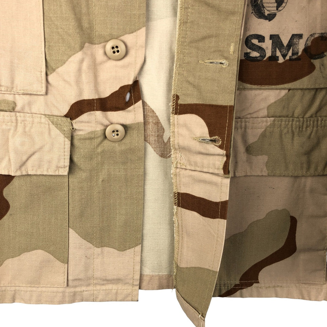 Civilian Camouflage Pattern 3C Desert Camo Stenciled Ripstop BDU Military Jacket, Made in USA, Men's Size Medium Nylon Beige type Vintage Second Hand