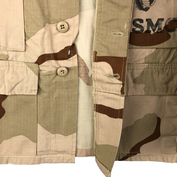 Civilian Camouflage Pattern 3C Desert Camo Stenciled Ripstop BDU Military Jacket, Made in USA, Men's Size Medium Nylon Beige type Vintage Second Hand
