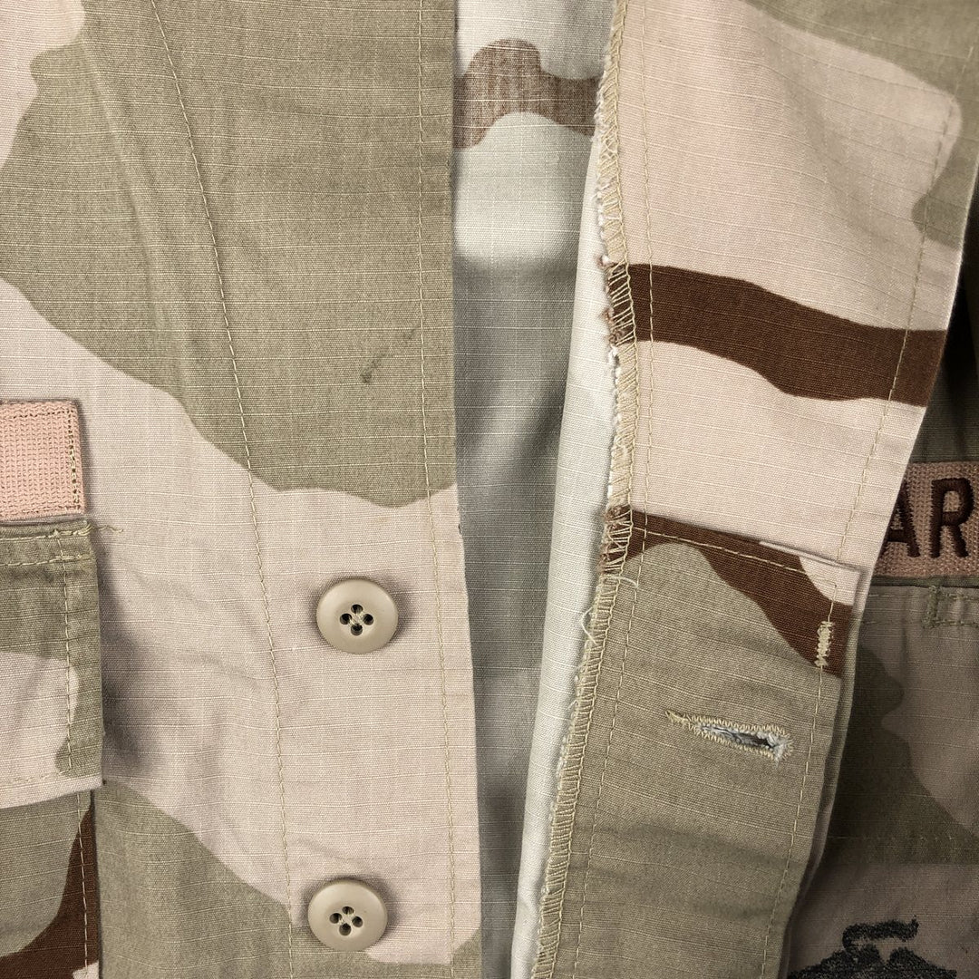 Civilian Camouflage Pattern 3C Desert Camo Stenciled Ripstop BDU Military Jacket, Made in USA, Men's Size Medium Nylon Beige type Vintage Second Hand