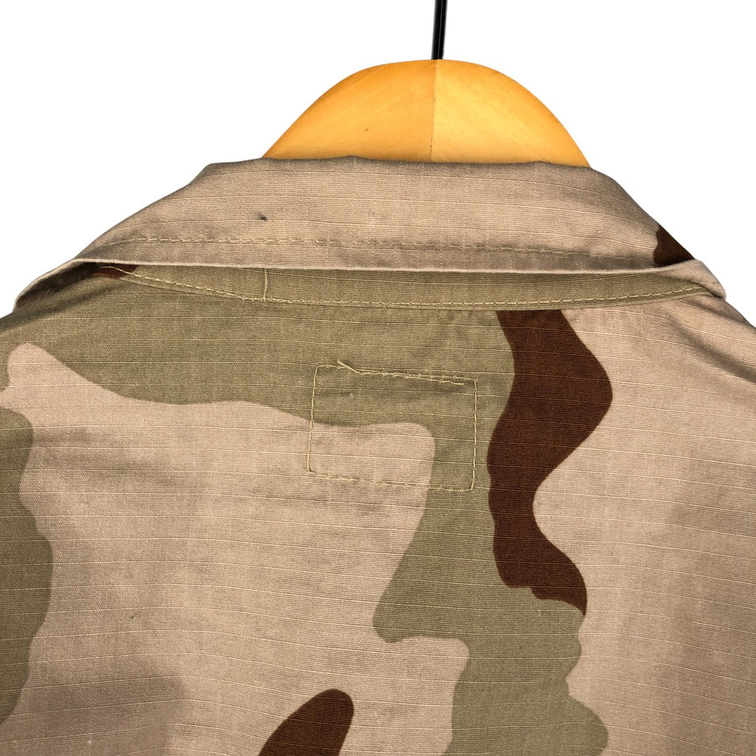 Civilian Camouflage Pattern 3C Desert Camo Stenciled Ripstop BDU Military Jacket, Made in USA, Men's Size Medium Nylon Beige type Vintage Second Hand