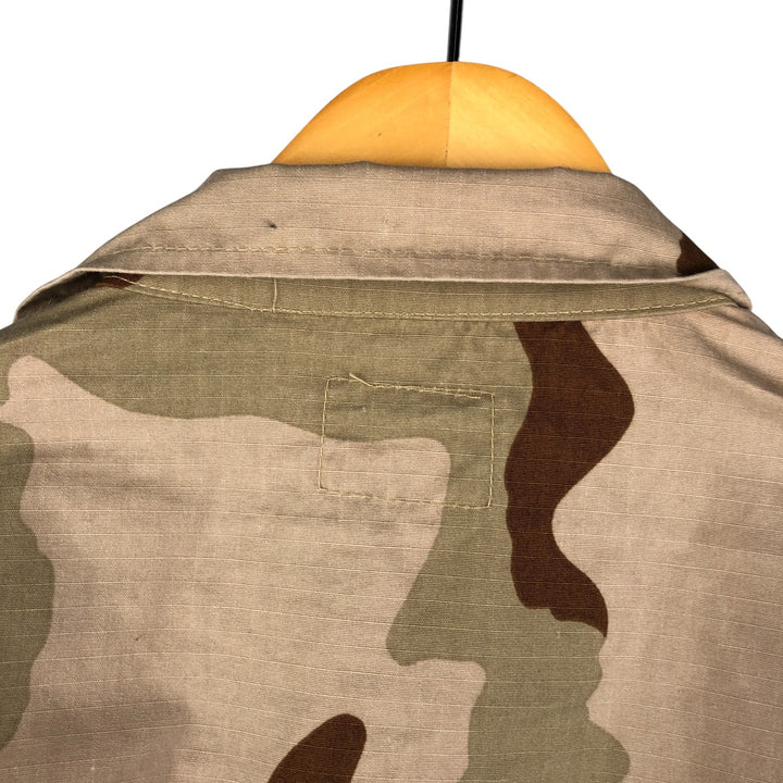 Civilian Camouflage Pattern 3C Desert Camo Stenciled Ripstop BDU Military Jacket, Made in USA, Men's Size Medium Nylon Beige type Vintage Second Hand