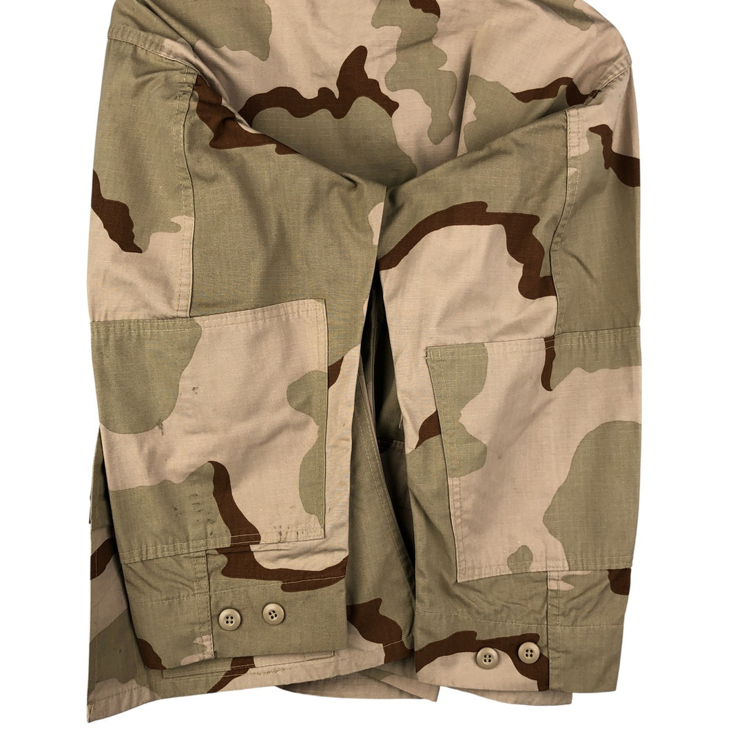 Civilian Camouflage Pattern 3C Desert Camo Stenciled Ripstop BDU Military Jacket, Made in USA, Men's Size Medium Nylon Beige type Vintage Second Hand
