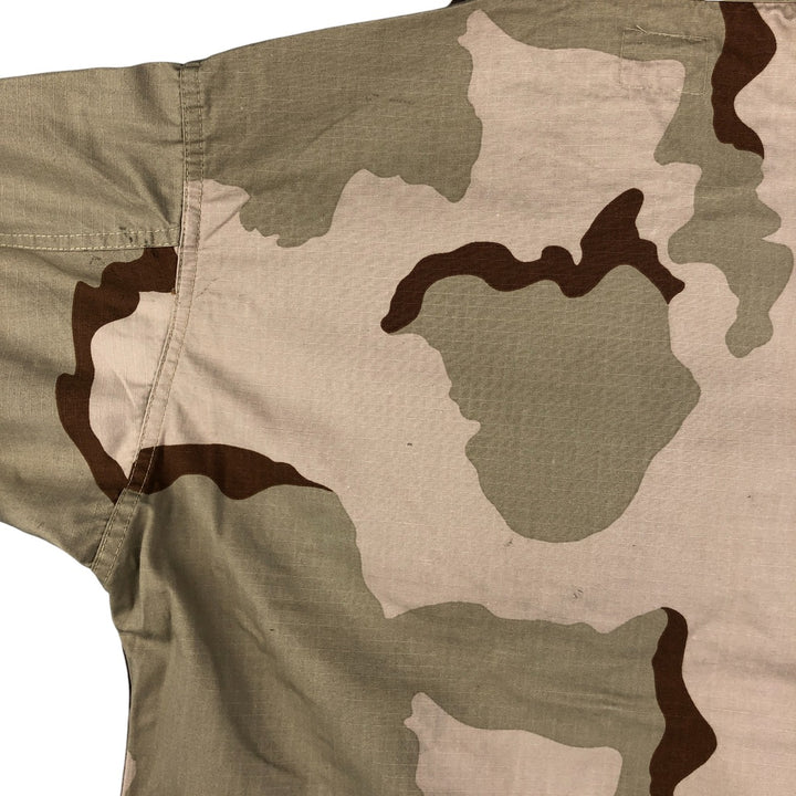 Civilian Camouflage Pattern 3C Desert Camo Stenciled Ripstop BDU Military Jacket, Made in USA, Men's Size Medium Nylon Beige type Vintage Second Hand