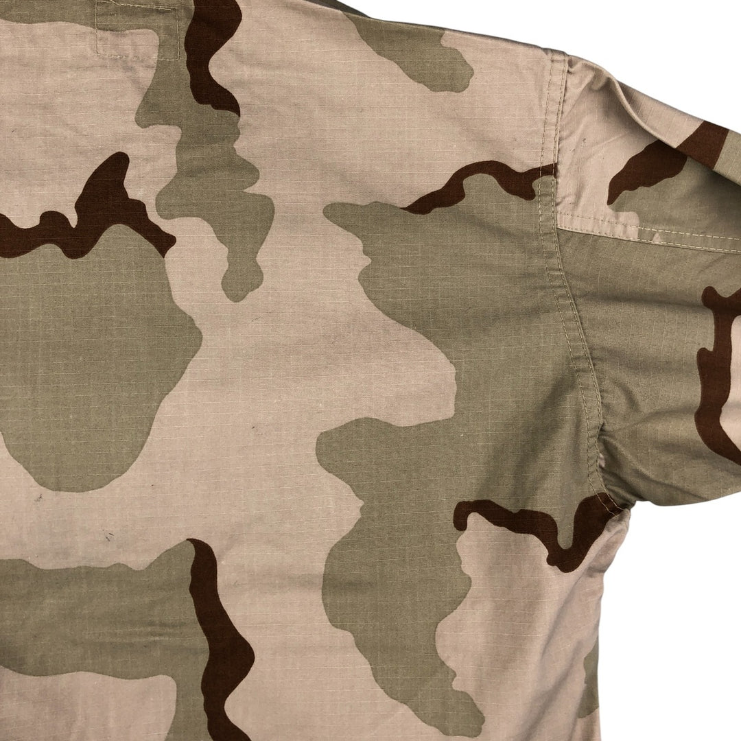 Civilian Camouflage Pattern 3C Desert Camo Stenciled Ripstop BDU Military Jacket, Made in USA, Men's Size Medium Nylon Beige type Vintage Second Hand