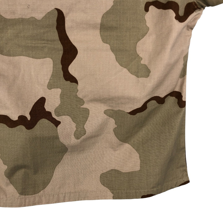 Civilian Camouflage Pattern 3C Desert Camo Stenciled Ripstop BDU Military Jacket, Made in USA, Men's Size Medium Nylon Beige type Vintage Second Hand