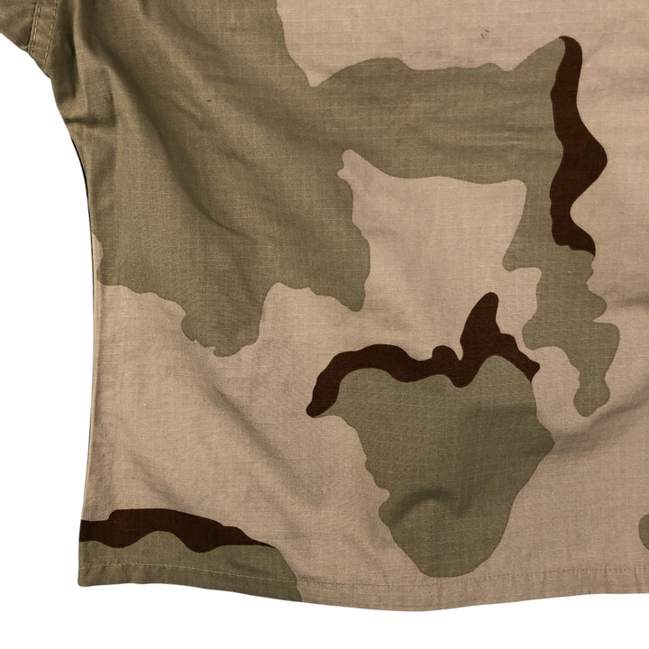 Civilian Camouflage Pattern 3C Desert Camo Stenciled Ripstop BDU Military Jacket, Made in USA, Men's Size Medium Nylon Beige type Vintage Second Hand