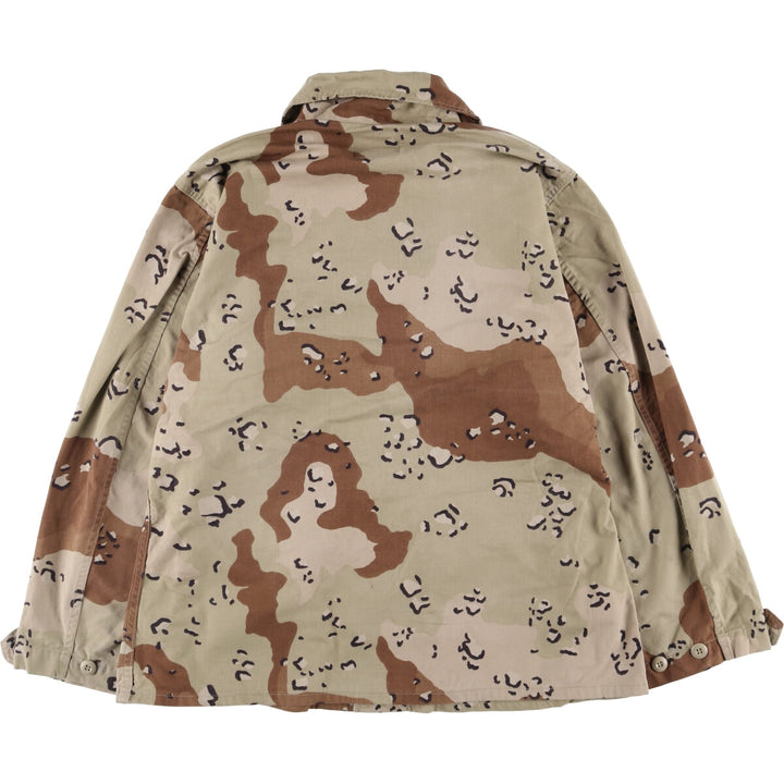 1990'S US Military 6C Desert Chocolate Chip Camo BDU Military Jacket, Made in USA, Medium-Short, Men's Size M, Vintage cotton beige type brown Vintage Second Hand