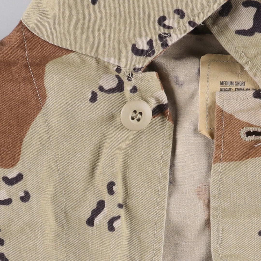 1990'S US Military 6C Desert Chocolate Chip Camo BDU Military Jacket, Made in USA, Medium-Short, Men's Size M, Vintage cotton beige type brown Vintage Second Hand