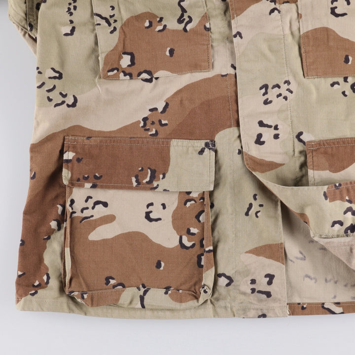 1990'S US Military 6C Desert Chocolate Chip Camo BDU Military Jacket, Made in USA, Medium-Short, Men's Size M, Vintage cotton beige type brown Vintage Second Hand