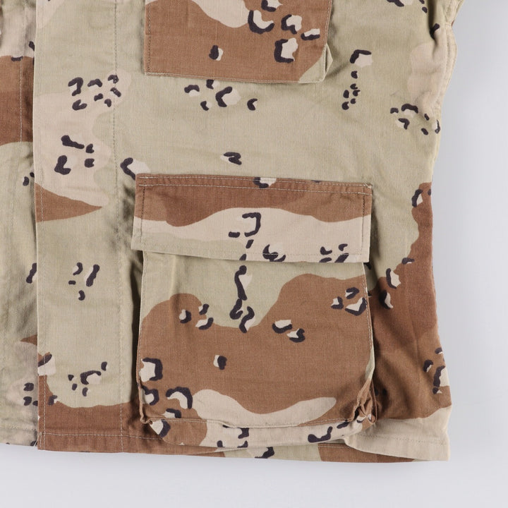 1990'S US Military 6C Desert Chocolate Chip Camo BDU Military Jacket, Made in USA, Medium-Short, Men's Size M, Vintage cotton beige type brown Vintage Second Hand