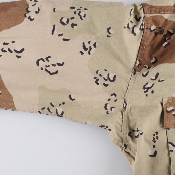 1990'S US Military 6C Desert Chocolate Chip Camo BDU Military Jacket, Made in USA, Medium-Short, Men's Size M, Vintage cotton beige type brown Vintage Second Hand