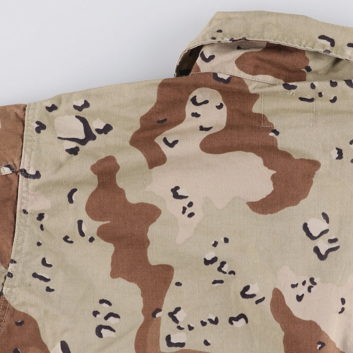 1990'S US Military 6C Desert Chocolate Chip Camo BDU Military Jacket, Made in USA, Medium-Short, Men's Size M, Vintage cotton beige type brown Vintage Second Hand